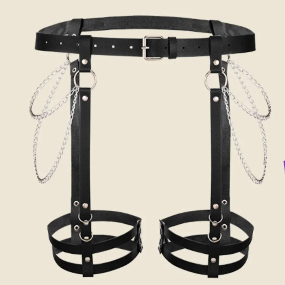 Leather Punk Waist Chain Harness Belt